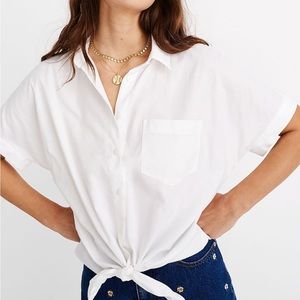 Madewell Tie front Courier Shirt Short Sleeves White
